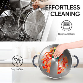 Sunhouse stainless steel pot resists rust and maintains steady heat.