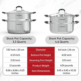 Sunhouse compact, durable steamer pot is ideal for everyday meals.
