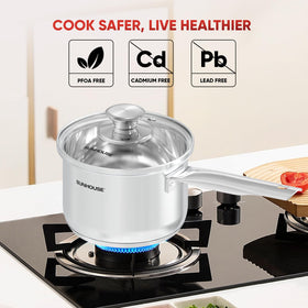 Sunhouse polished stainless finish enhances kitchen look and cleaning ease.