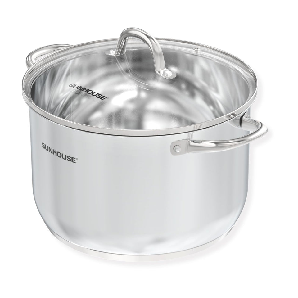 Sunhouse 11-quart stock pot with visible lid for easy monitoring