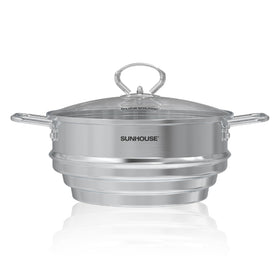 Sunhouse steamer insert for 8-inch pot compatibility enables versatile steaming.