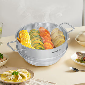 Sunhouse steamer insert with glass lid for monitoring while cooking.
