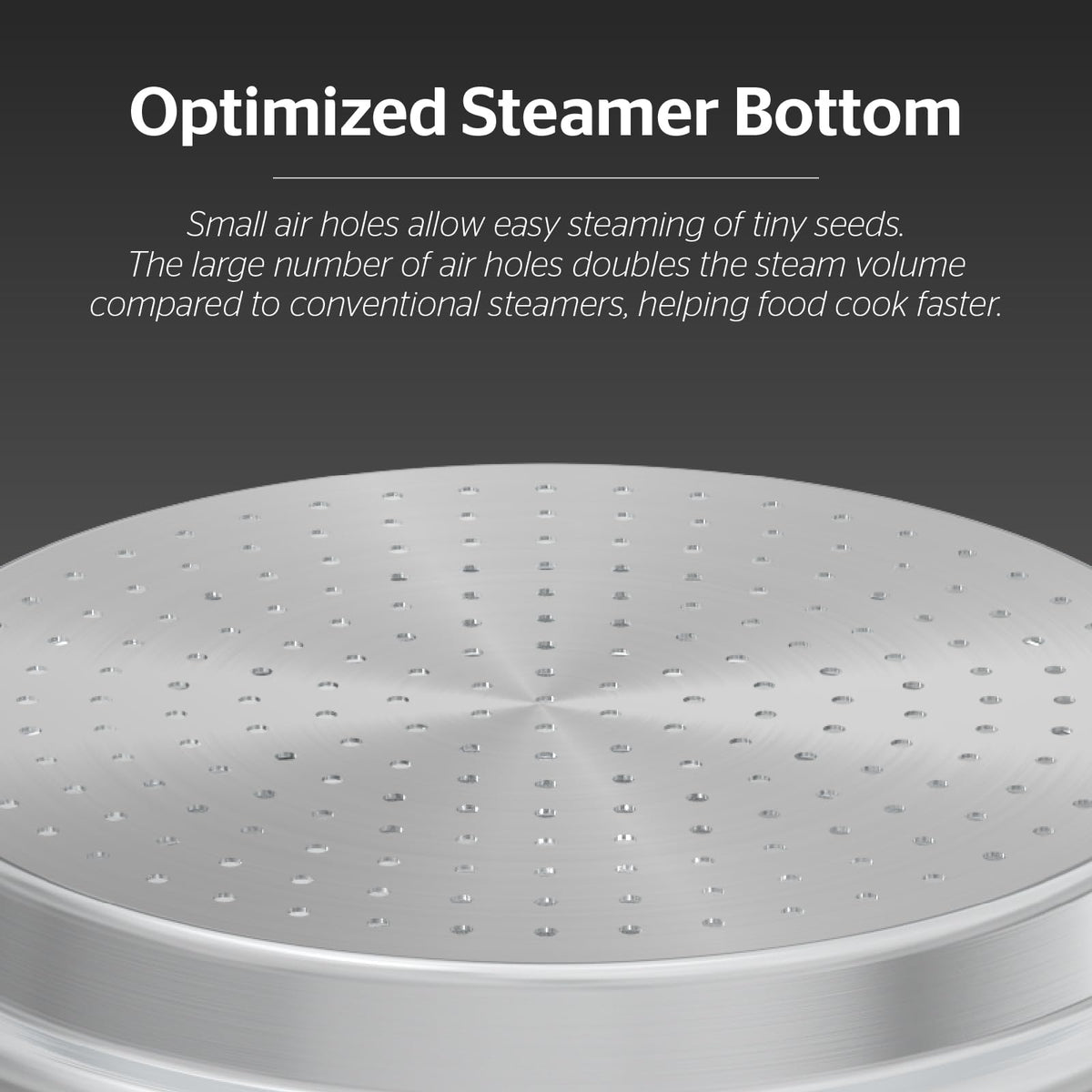 Sunhouse steamer insert shows uniform steam holes for even heating.