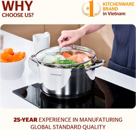 Sunhouse 7qt stock pot stores easily when not in use.