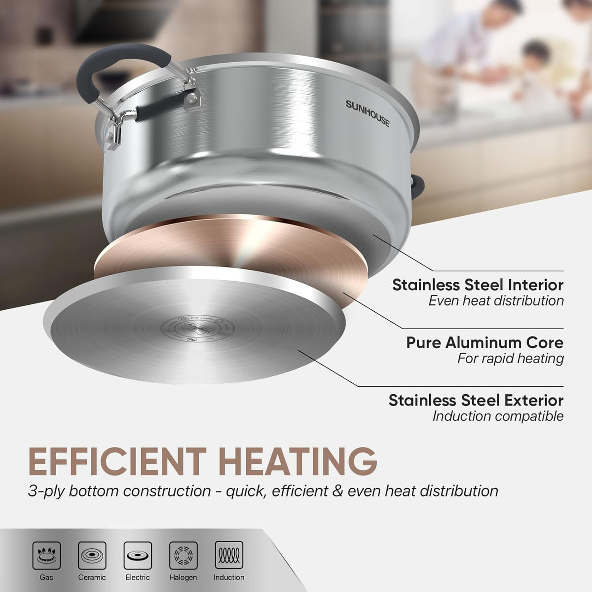 Sunhouse tempered-glass lid lets you monitor progress without lifting.