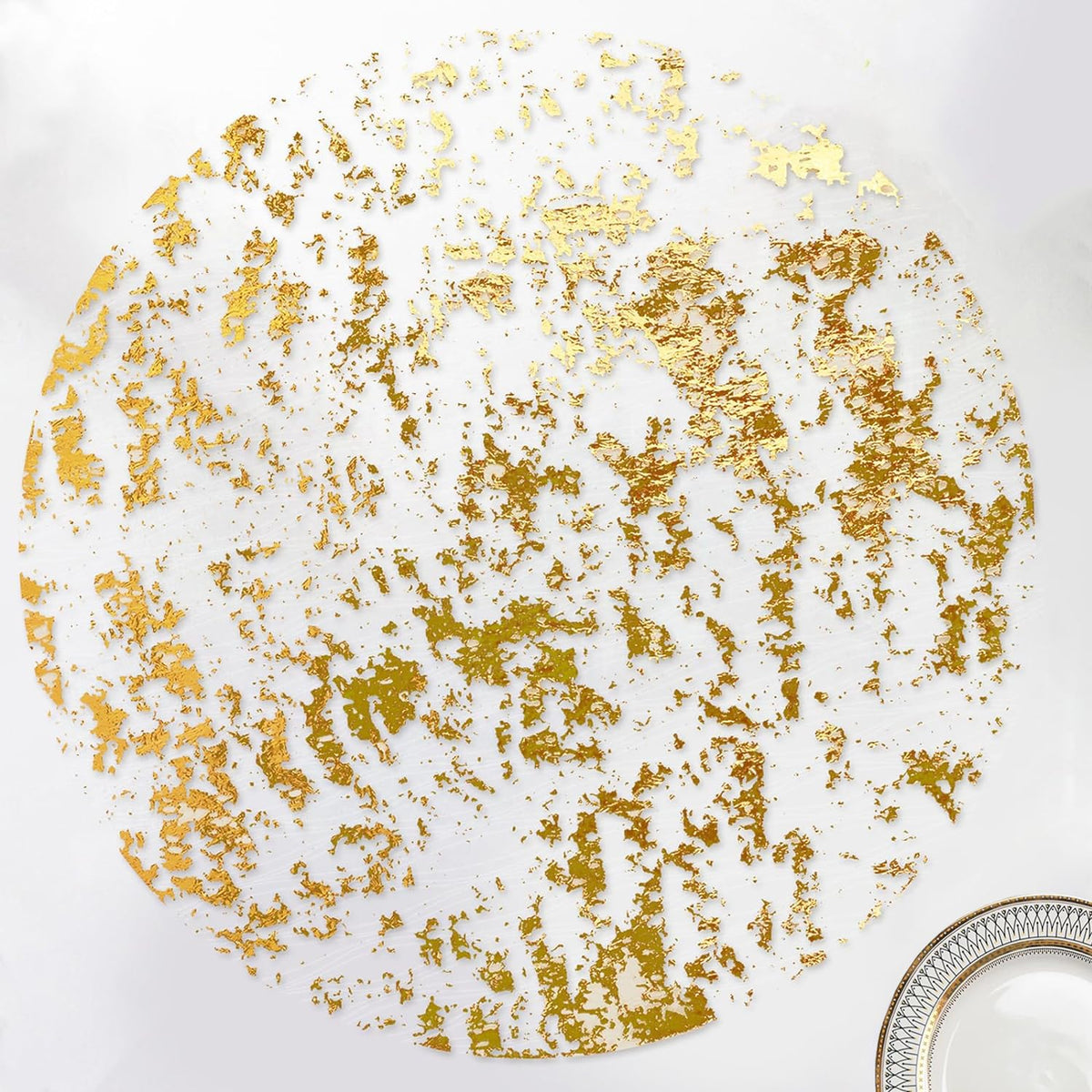 Sunlunckystar gold placemats 13-inch round, easy cleanup after events.