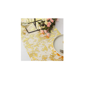 Wedding reception using Sunlunckystar gold runner as centerpiece accent.