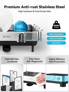 SUNLY built-in spout and ribbed drainboard direct water into sink