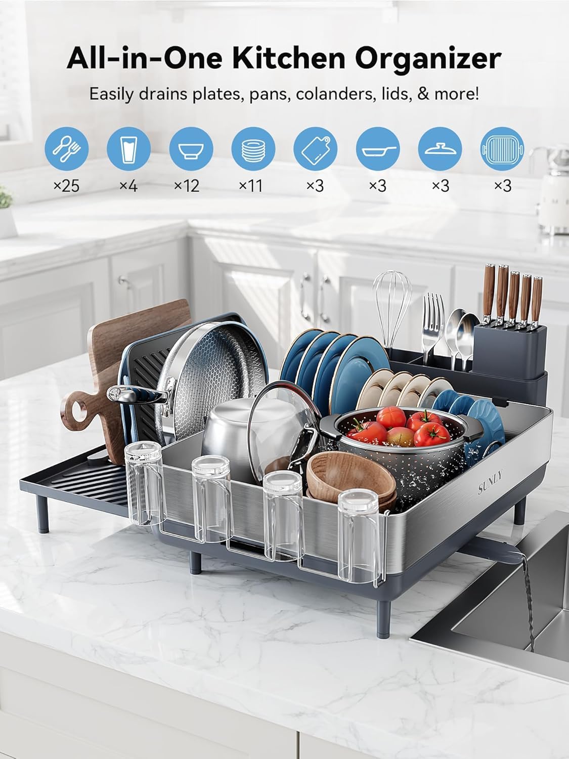 SUNLY non-slip feet protect countertops during use.