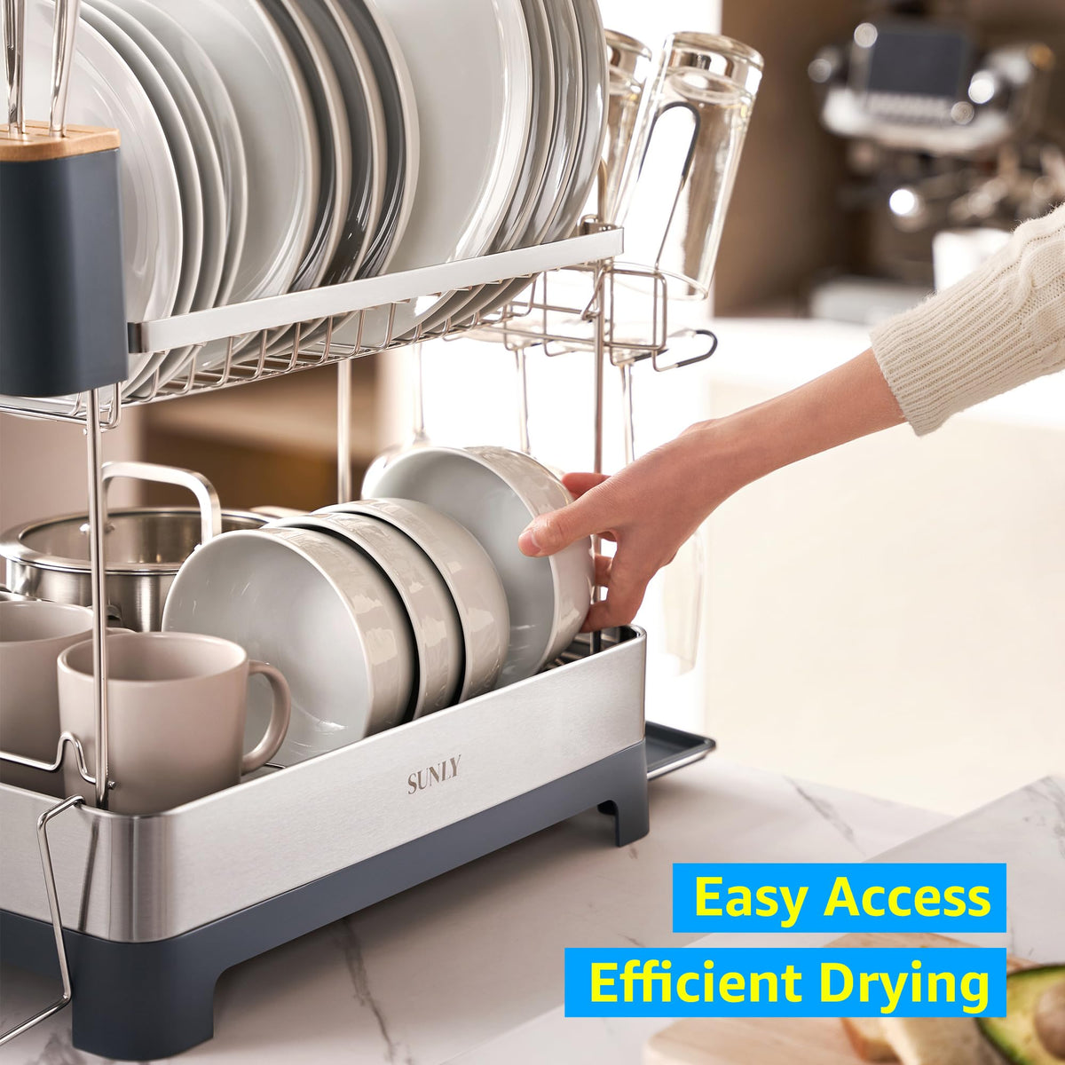 SUNLY roll-up dish rack triangle accessory doubles as drainer or trivet.