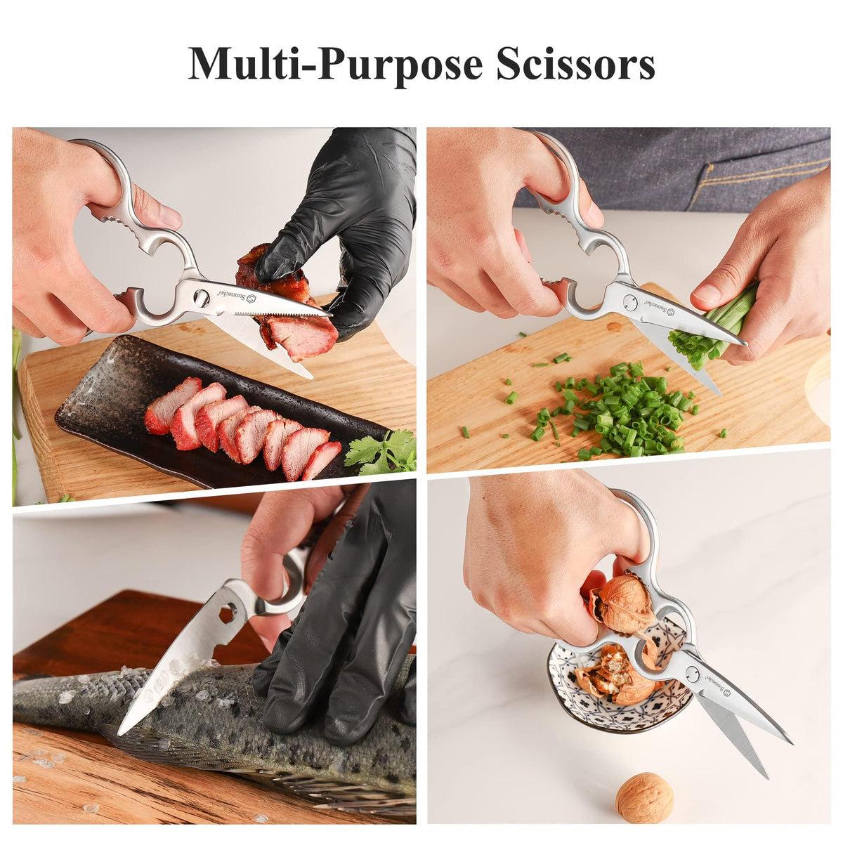 Sunnecko Heavy Duty Kitchen Scissors blades separation feature enables easy cleaning after cooking