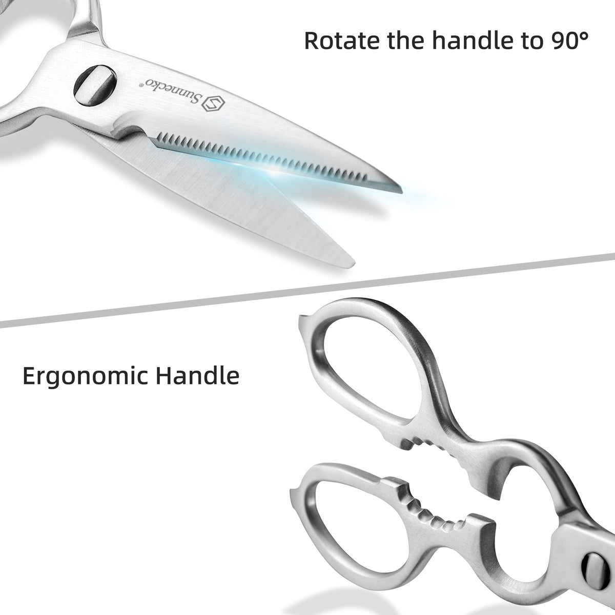 Sunnecko Heavy Duty Kitchen Scissors full-tang construction enhances durability and stability during use