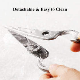 Sunnecko Heavy Duty Kitchen Scissors in use for poultry demonstrates precise cuts and bone-friendly performance