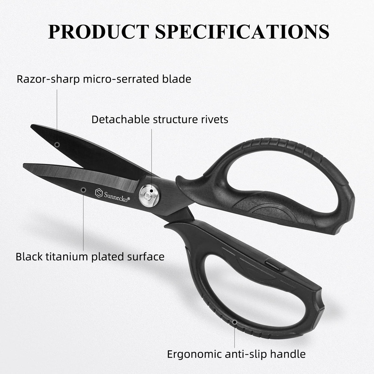Sunnecko scissors showing detachable blades for easy cleaning.
