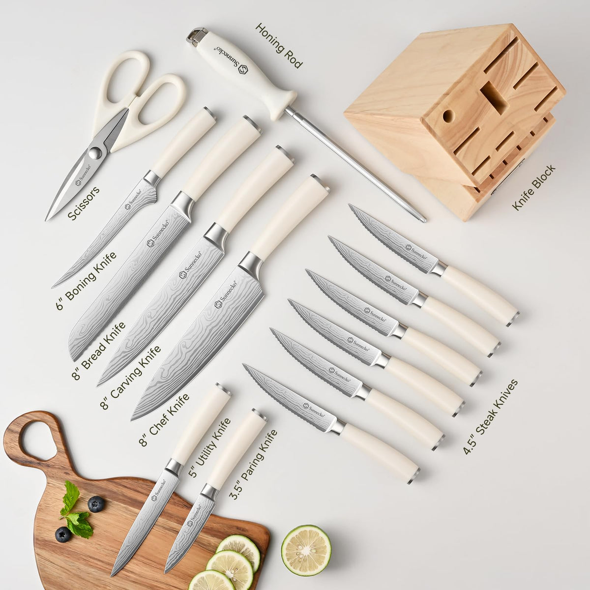 Sunnecko 3-5 inch paring knife for detailed peeling and trimming.