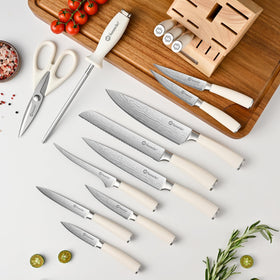Sunnecko wooden block stores the set neatly and adds kitchen style.