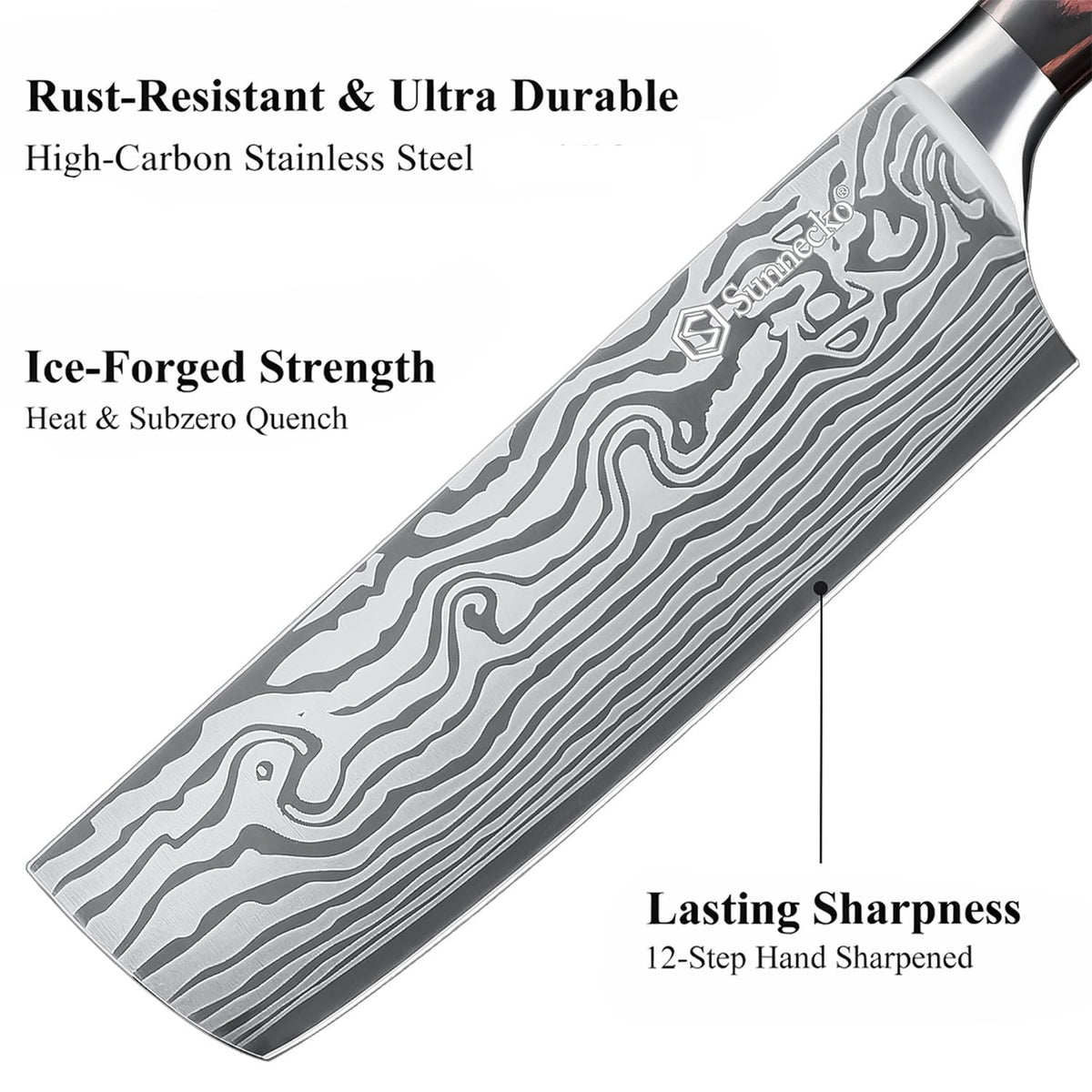 Sunnecko Nakiri 7-inch knife in gift box, ideal kitchen gift for home chefs.