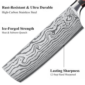 Sunnecko Nakiri 7-inch knife in gift box, ideal kitchen gift for home chefs.