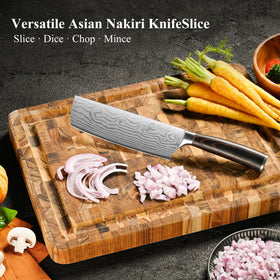 Sunnecko Nakiri 7-inch with sheath for safe storage and transport.
