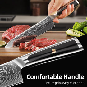 Sunnecko professional kitchen knife in action for slicing, dicing, and chopping