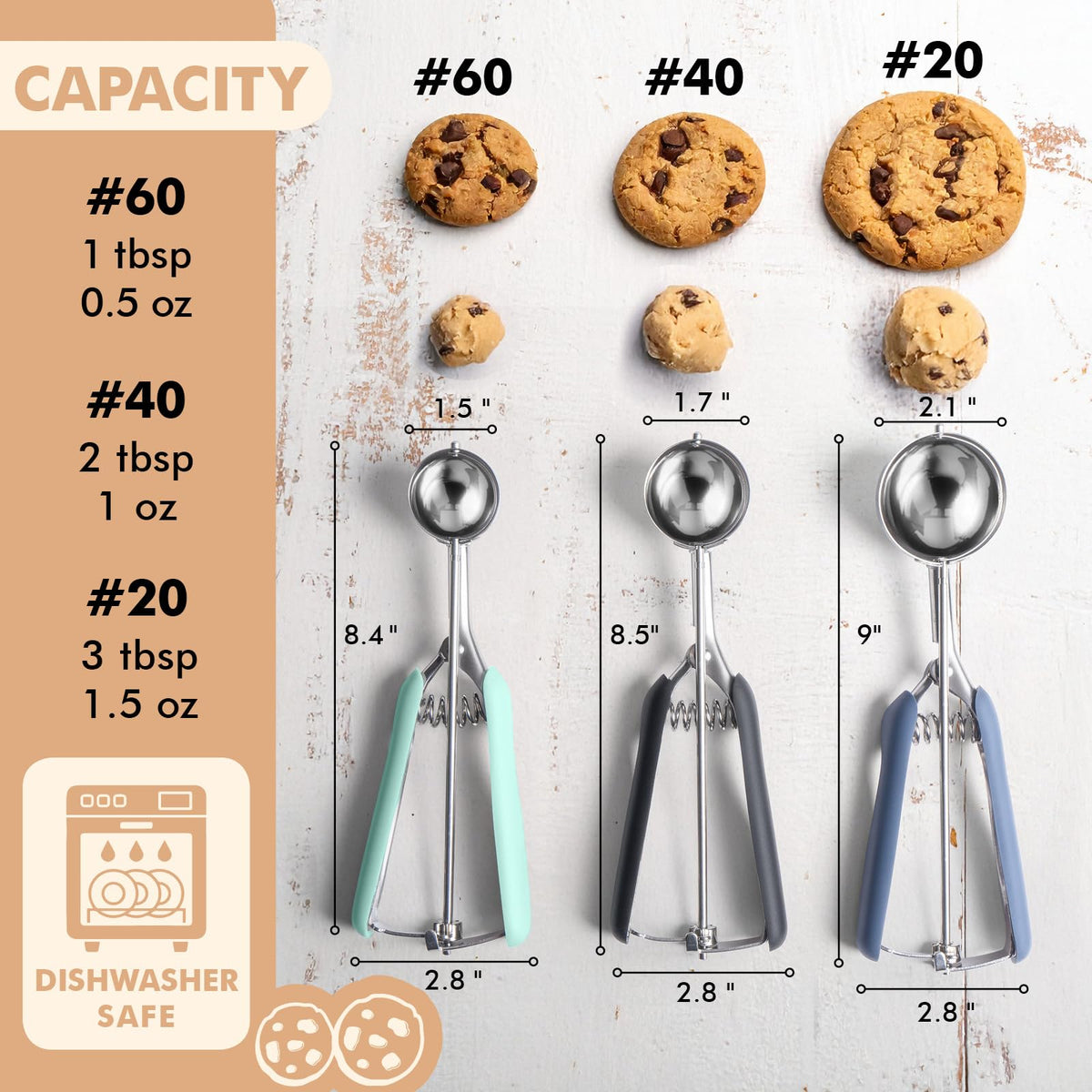 SUNNORN 304 stainless steel cookie scoop durable daily use