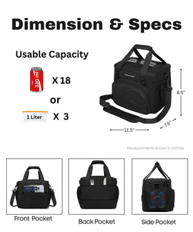 Sunny Bird 12L insulated lunch bag with lid open revealing organized interior and liner.