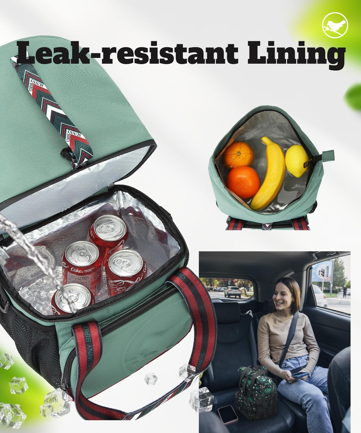 Sunny Bird boho strap detail supports comfortable carrying on outings.