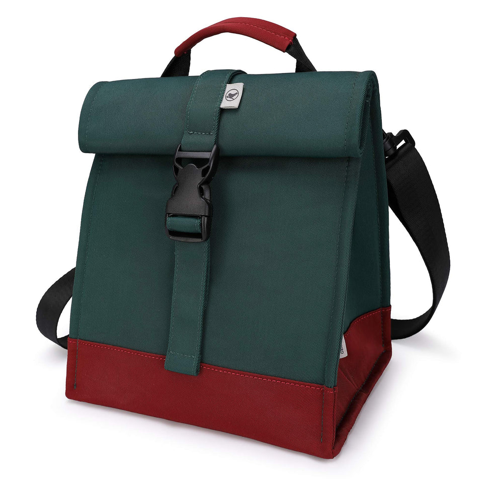 Sunny Bird insulated lunch bag with rolltop closure keeps meals fresh on the go.