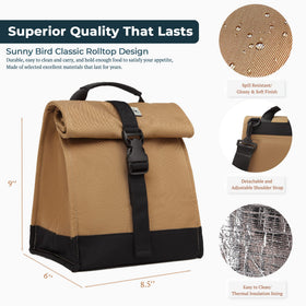 Sunny Bird lunch bag back pocket view for organizing napkins and cards.