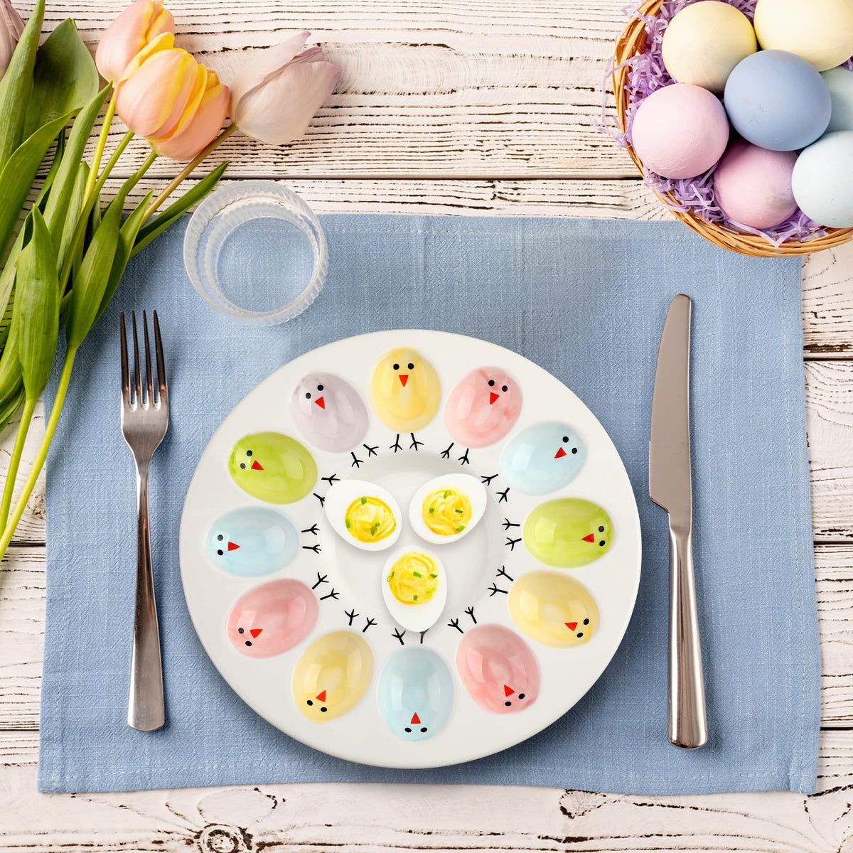 Sunnychicc pastel-egg-tray keeps servings organized and easy to pass.