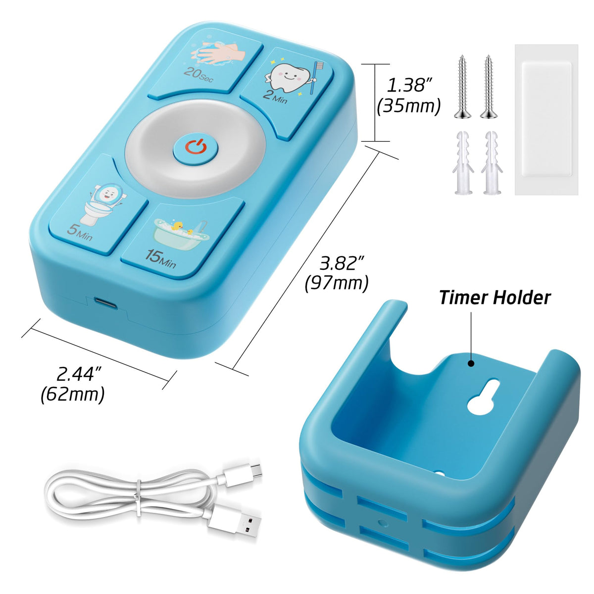 Sunnyload kids timer in bright blue color supports quick recognition