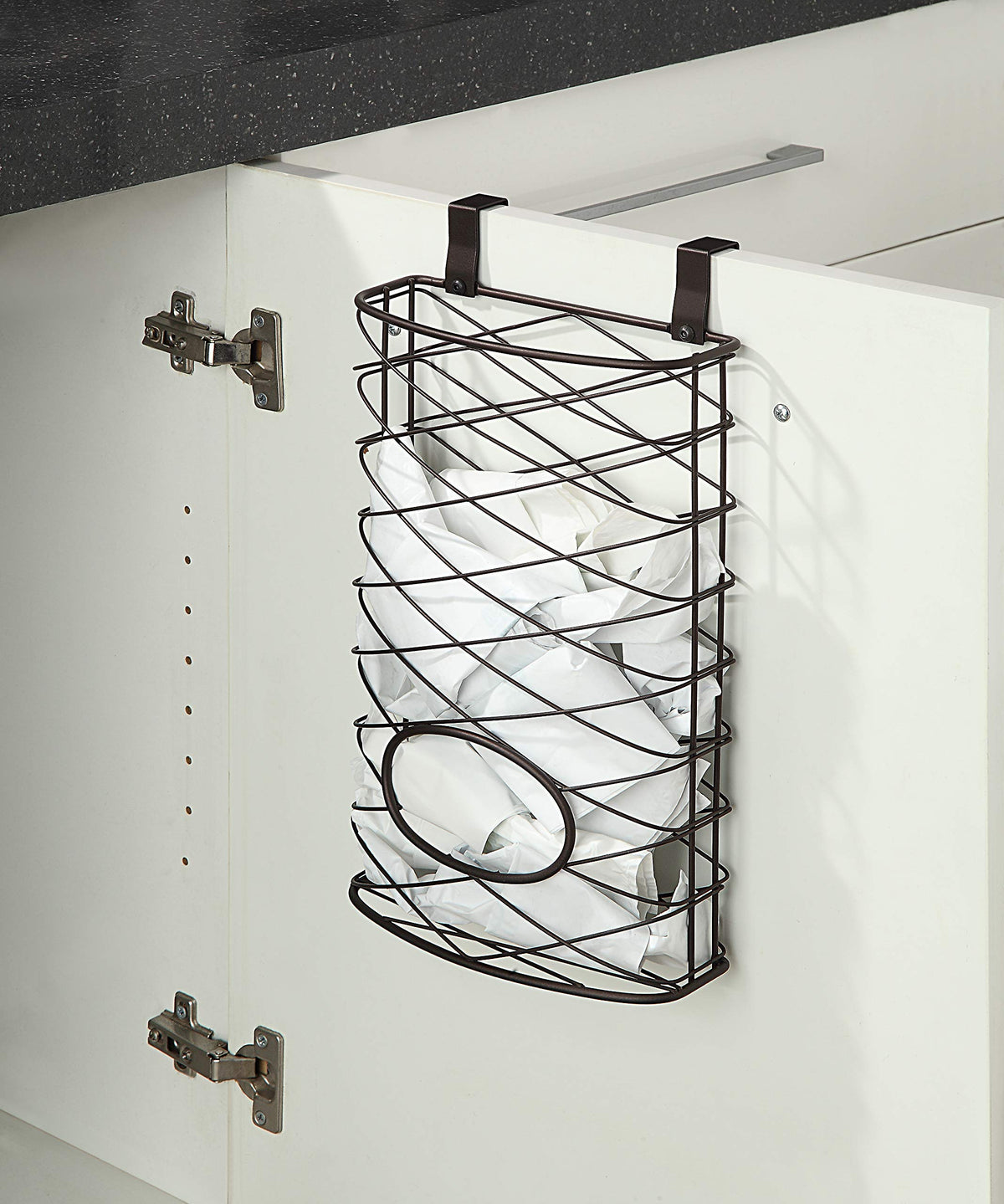 SunnyPoint kitchen storage organizer shown from the front in brown finish for organized space.