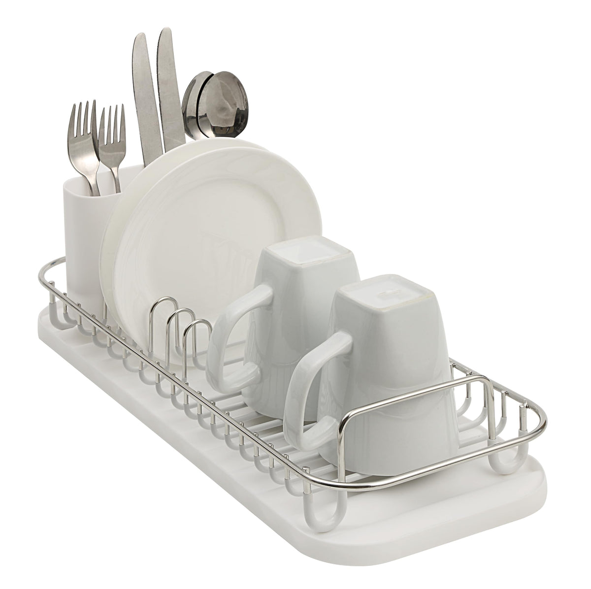 SunnyPoint NeverRust compact dish drying rack on countertop showcases space-saving design.
