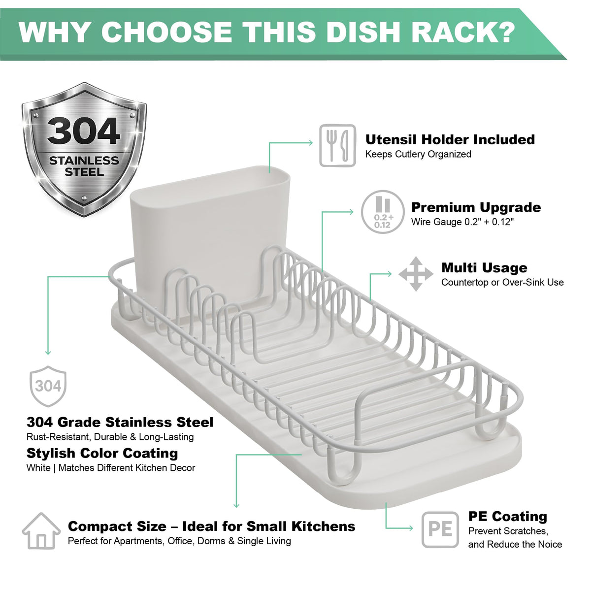 SunnyPoint NeverRust rack holds plates up to nine inches for everyday meals.