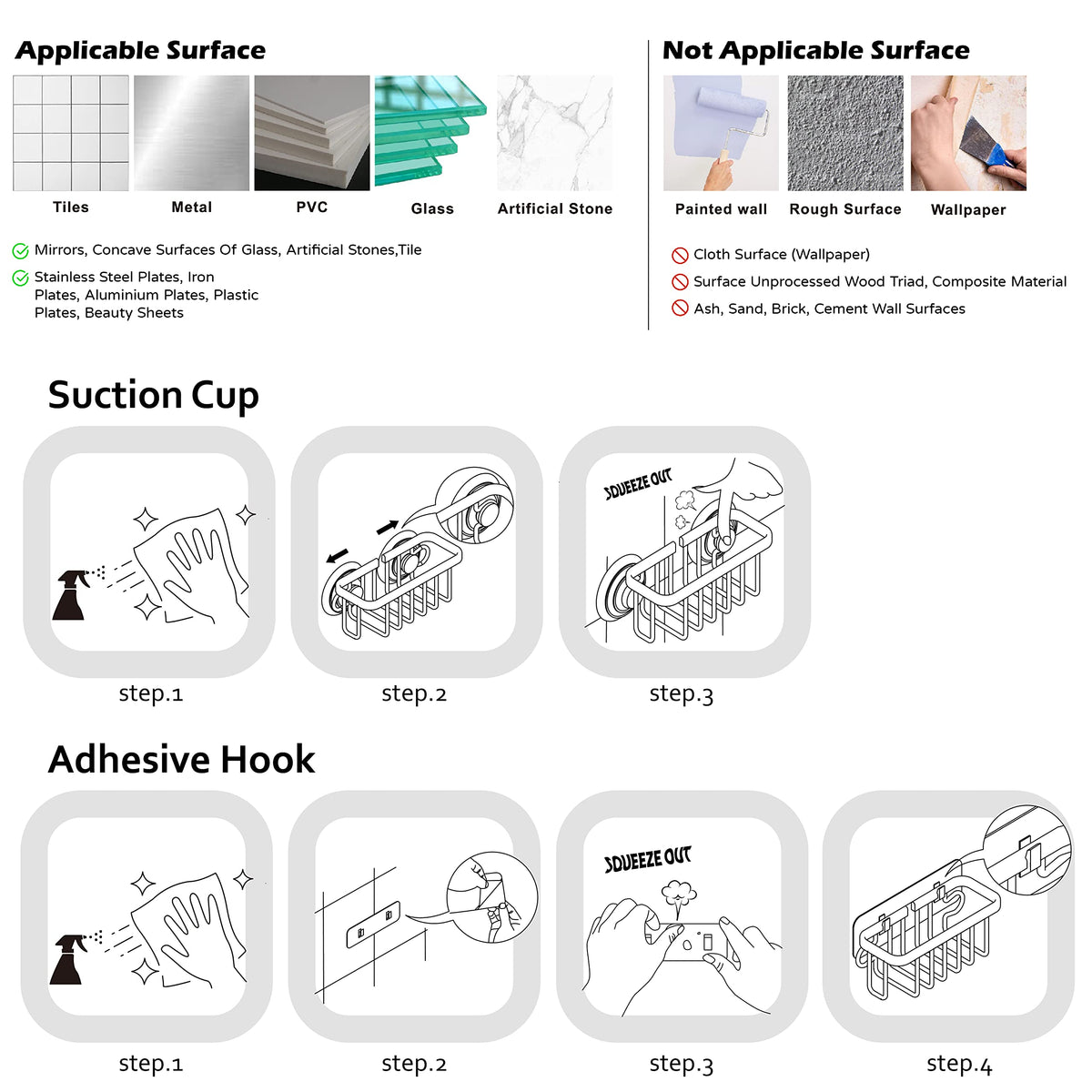 SunnyPoint NeverRust suction cups enabling repositionable placement on glass or tile