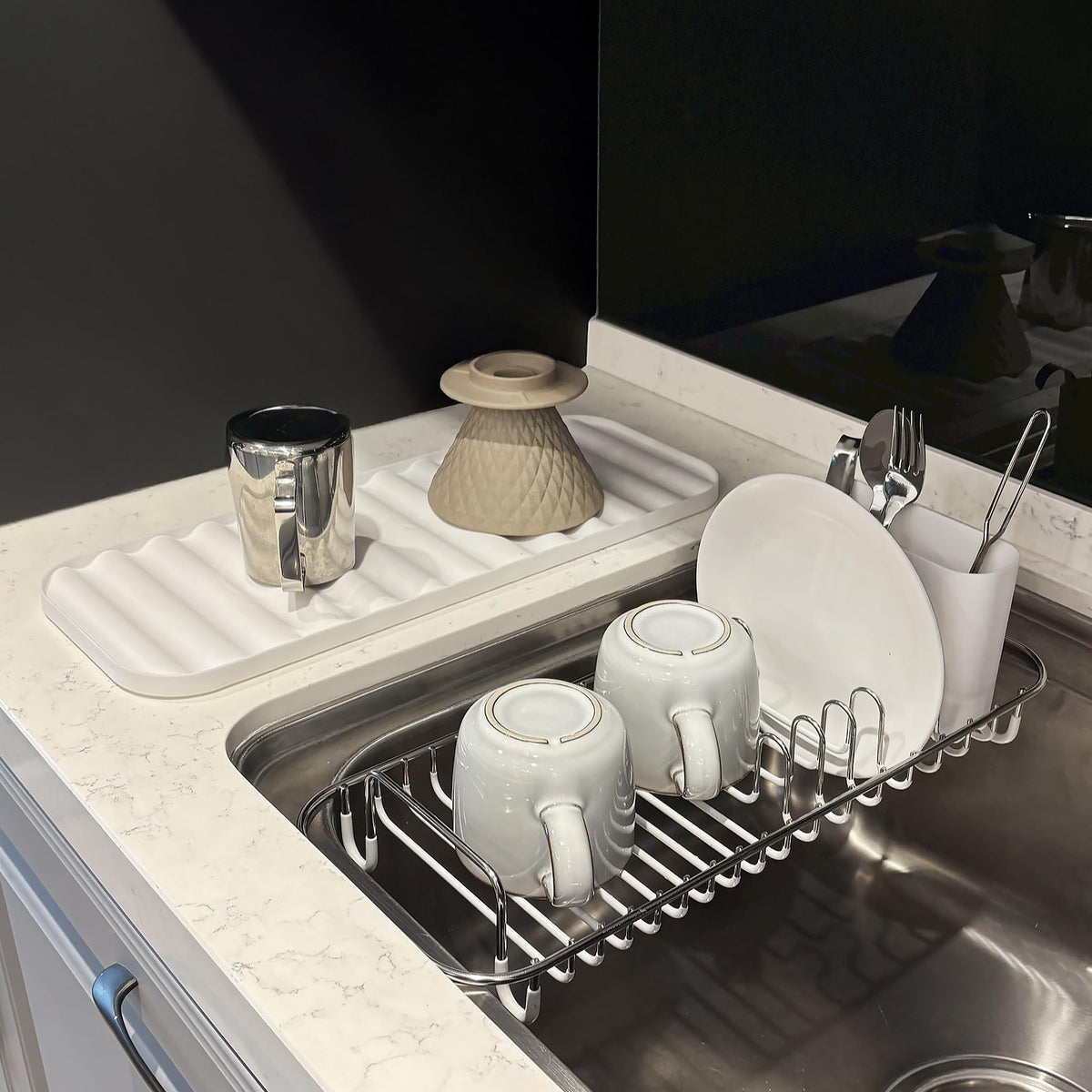 SunnyPoint utensil holder with removable drip tray keeps utensils organized and dry.