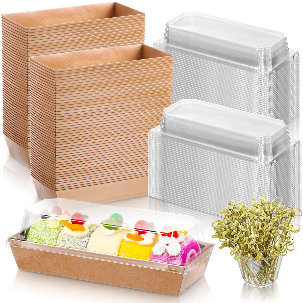 Sunnyray 200 paper charcuterie box with clear lid for easy dessert display.