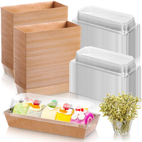 Sunnyray 200 paper charcuterie box with clear lid for easy dessert display.
