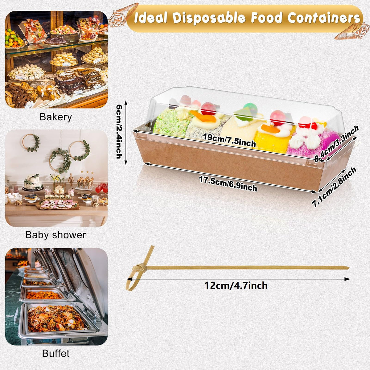 Sunnyray 7.5-inch sandwich box showcases layered treats, weatherproof and leak-resistant.