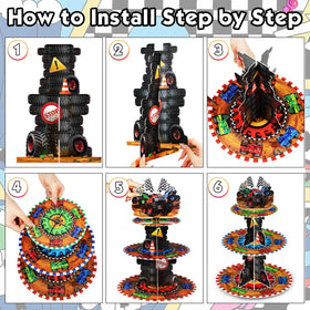 Sunnyray truck party decorations sturdy cross-structure for secure cupcake support.
