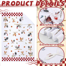 Sunnyray red-white-black chicken towels add charm while handling spills and light scrubbing.