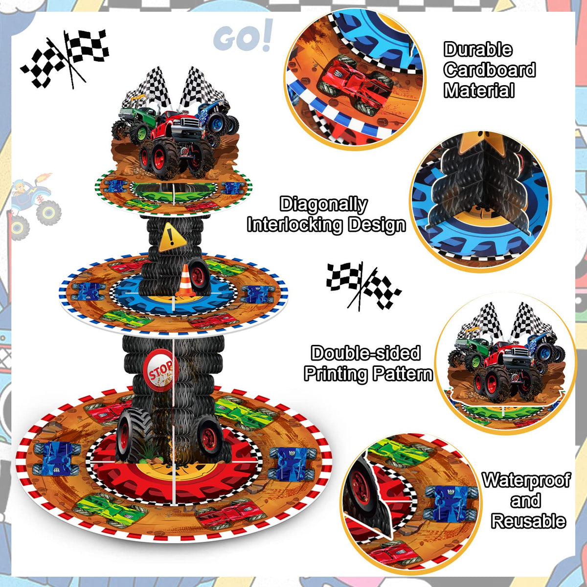 Sunnyray dessert tower accessory highlights easy assembly and sturdy cardboard construction.