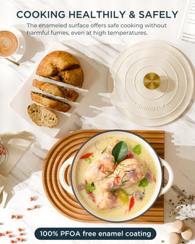 SUNOUTLY 6QT Dutch oven for braising and searing with even heat