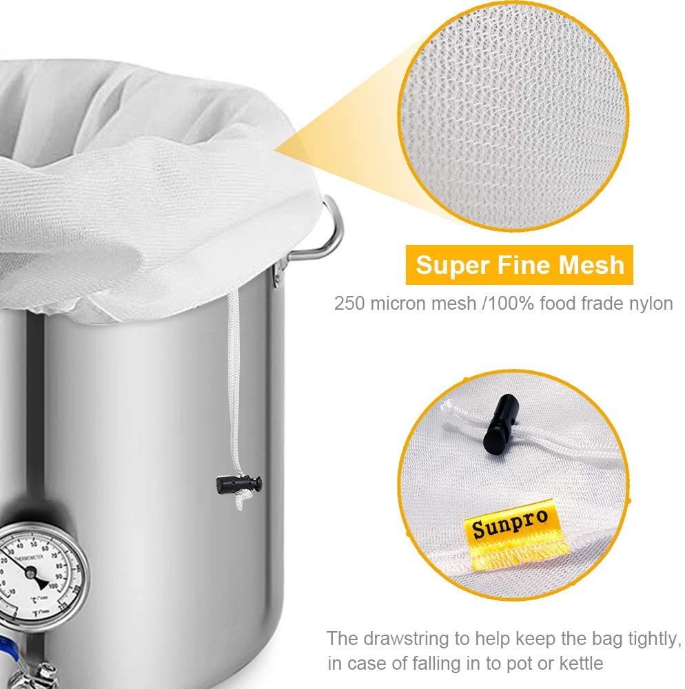 SUNPRO 250-micron mesh filters grain for clearer wort