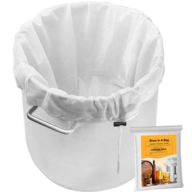 SUNPRO brew bag open-top used for BIAB mash in a large kettle