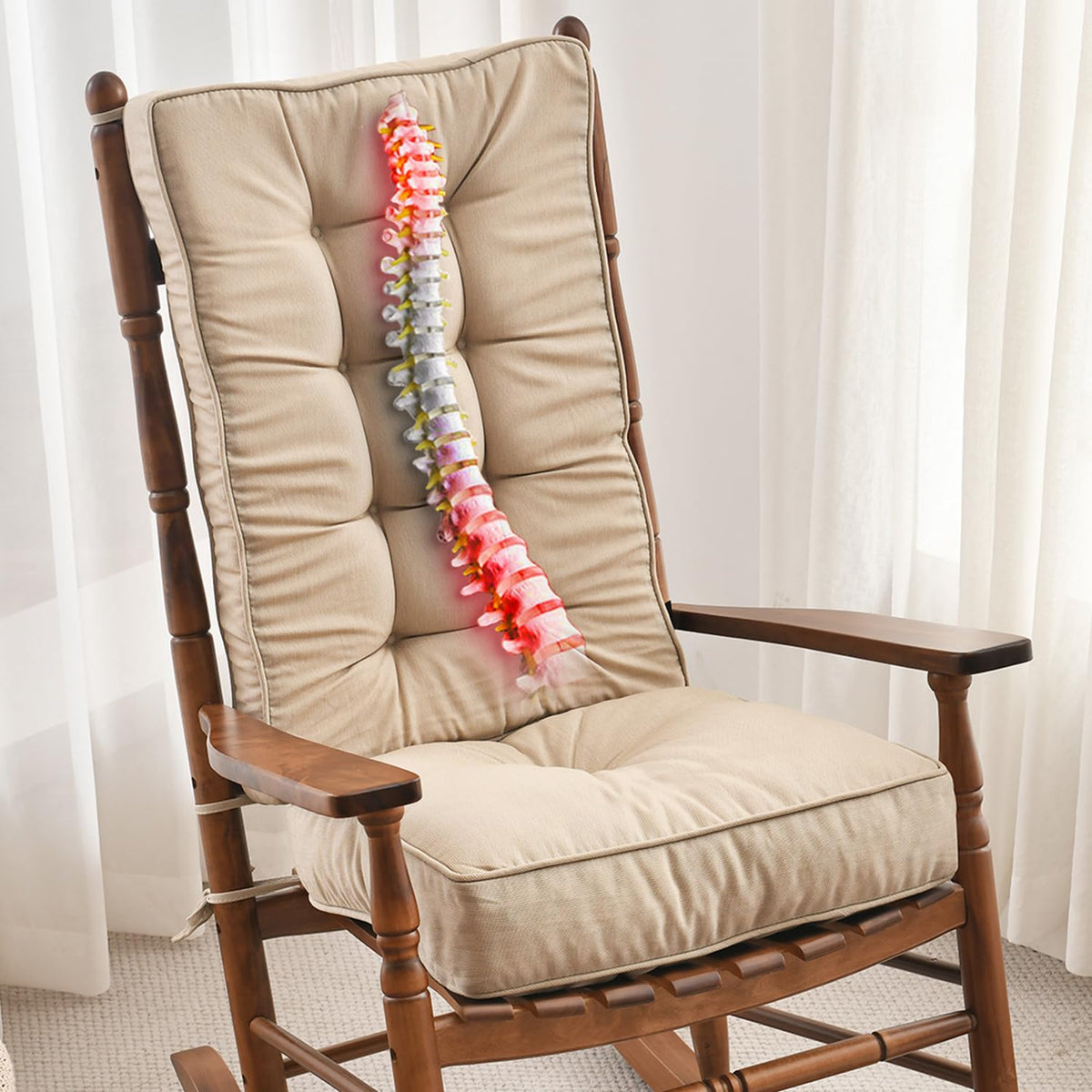 SUNROX memory foam seat cushion on a rocking chair for lasting comfort and support