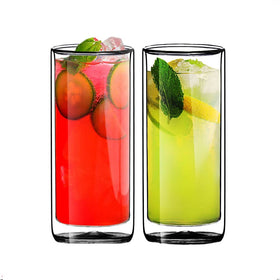Sun's Tea double-wall tumbler on bar setup highlights Collins style and durability for entertaining.