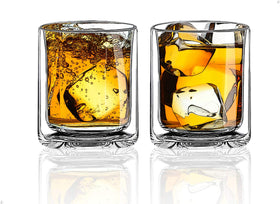 Sun's Tea double-walled glass set in Manhattan style front view keeps beverages at ideal temperature