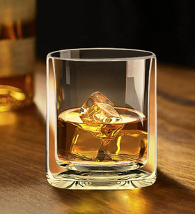 Sun's Tea glasses on counter, full set, ideal for scotch, bourbon, or cocktails