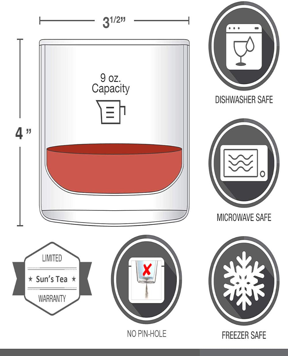 Sun's Tea gift-ready double-walled drinking glasses for home bars